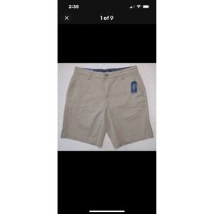 NWT Nautica beige tan True Khaki cotton blend Deck shorts mens size 34W